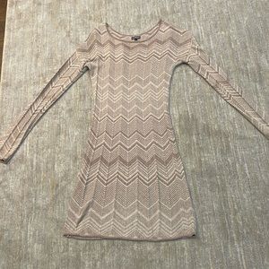 Airline stretchy dress, size medium with beige and taupe  metallic material.